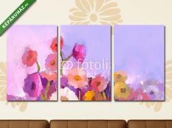 Többrészes Vászonkép, Premium Kollekció: Színes gerbera virágok (olajfestmény reprodukció)(125x60 cm, L02)