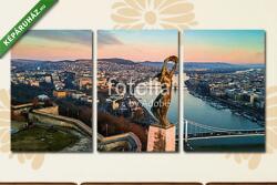  Többrészes Vászonkép, Premium Kollekció: Budapest, Magyarország - A szabadságszobor aerial skyline nézete(125x60 cm, L02)