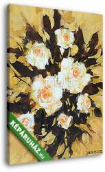 Vászonkép: Premium Kollekció: Fehér rózsák, kézzel készített festészet(115x145 cm)