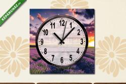 Vászonkép óra, Premium Kollekció: Levendula virág virágzó mezők végtelen sorokban. Naplemente lövé(25x25 cm C01)