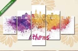 Többrészes Vászonkép, Premium Kollekció: Athens GA skyline in watercolor splatters with clipping path(135x70 cm, S01)