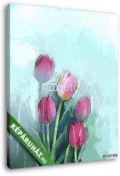 Vászonkép: Premium Kollekció: Tulipánok (olajfestmény reprodukció)(125x145 cm)