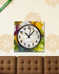 Vászonkép óra, Premium Kollekció: Absztrakt virágok tavaszi (olajfestmény reprodukció)(25x25 cm C01)