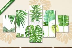 Többrészes Vászonkép, Premium Kollekció: Set of tropical watercolor leaves(135x70 cm, S01)