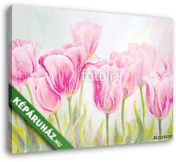Vászonkép: Premium Kollekció: Pompázatos tulipánok kompozíciója (olajfestmény reprodukció)(135x100 cm)