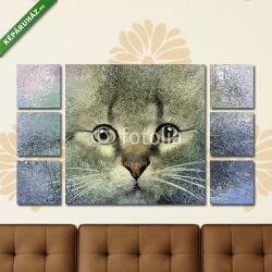 Többrészes Vászonkép, Premium Kollekció: Absztrakt portré a macska (olajfestmény reprodukció)(135x80 cm, W01)