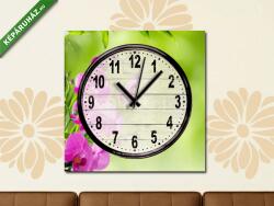 Vászonkép óra, Premium Kollekció: lila orchidea, fekete kő és bambusz(25x25 cm C01)