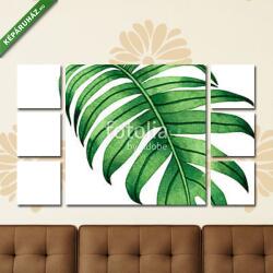 Többrészes Vászonkép, Premium Kollekció: Watercolor painting fern green leaves, palm leaf isolated on whit(135x80 cm, W01)