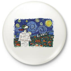 printfashion Halloween - Snoopy - Van Gogh style - sötét alaphoz - Kitűző, hűtőmágnes - Fehér (5557184)