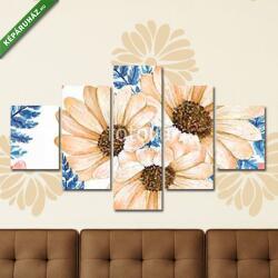 Többrészes Vászonkép, Premium Kollekció: Floral seamless pattern 11. Watercolor flowers. (135x70 cm, S01)