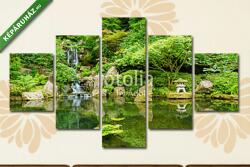  Többrészes Vászonkép, Premium Kollekció: Japánkert, kis vízeséssel(135x70 cm, S01)