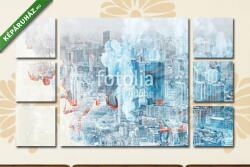  Többrészes Vászonkép, Premium Kollekció: Abstract Colourful City Double Exposure(135x80 cm, W01)