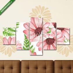 Többrészes Vászonkép, Premium Kollekció: Floral seamless pattern 1. Watercolor flowers and leaves(135x70 cm, S01)