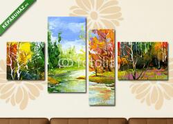 Többrészes Vászonkép, Premium Kollekció: Autumn landscape with the wood river(125x70 cm, S02)