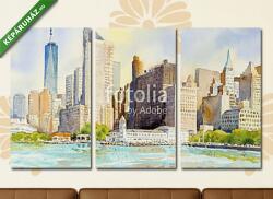 Többrészes Vászonkép, Premium Kollekció: Manhattan urban skyscrapers in New York City. (125x70 cm, L01)