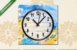 Vászonkép óra, Premium Kollekció: Absztrakt virágok a mezőn (olajfestmény reprodukció)(25x25 cm C01)
