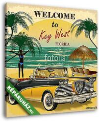 Vászonkép: Premium Kollekció: Welcome to Key West, Florida retro poster. (145x145 cm)