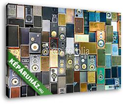  Vászonkép: Premium Kollekció: Zenei hangszórók a falon retro vintage stílusban(35x25 cm)