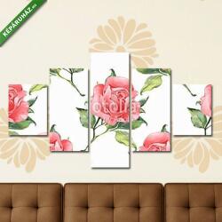 Többrészes Vászonkép, Premium Kollekció: Floral seamless pattern 3. Watercolor background with red roses(135x70 cm, S01)