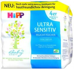 HiPP Șervețele umede pentru bebeluși Ultra-sensitive, 4 pachete - Hipp BabySanft Ultra-sensitive Wet Wipes 4 x 52 buc