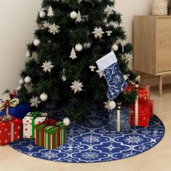 vidaXL Covor fustă de brad Crăciun cu șosetă albastru 122 cm țesătură (330279) - vidaxl