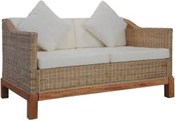 vidaXL Canapea cu 2 locuri cu perne, culoare naturală, ratan (283076) Canapea