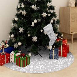 vidaXL Covor fustă de brad Crăciun cu șosetă, alb, 122 cm, țesătură (330288)