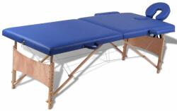 vidaXL Masă de masaj pliabilă 2 părți cadru din lemn Albastru (110075)