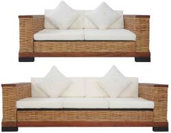 vidaXL Set canapele cu perne, 2 piese, maro, ratan natural (278619) - comfy