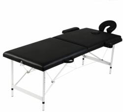 vidaXL Masă masaj pliabilă, 2 zone, negru, cadru aluminiu (110088)
