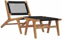 vidaXL Șezlong cu taburet, lemn masiv de tec și frânghie (49368) - comfy