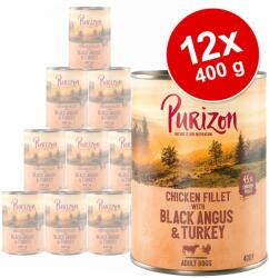 Purizon Purizon Pachet economic Adult 12 x 400 g - fără cereale Vânat & iepure cu dovlecel și merișoare