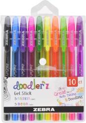 Zebra Zseléstoll készlet, 0, 33 mm, kupakos, ZEBRA "Doodler`z Neon & Fashion", 10 vegyes szín (TZ02618) - iroda24