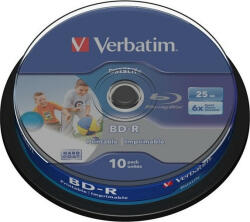 Verbatim BD-R VERBATIM 25GB, viteza 6x, 10 buc, Single Layer, spindle, printabil, "Wide Inkjet Printable" "43804 (43804)