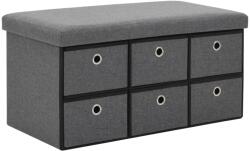 vidaXL Bancă pliabilă depozitare, aspect pânză, 76x38x38cm, gri închis (247095)