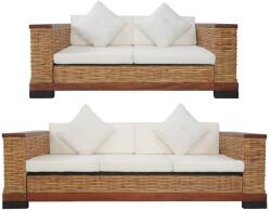 vidaXL Set canapele cu perne, 2 piese, maro, ratan natural (278619) Canapea