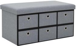 vidaXL Bancă pliabilă depozitare aspect pânză, 76x38x38 cm gri deschis (247096)