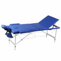 vidaXL Masă de masaj pliabilă cadru din aluminiu 3 părți Albastru (110090)