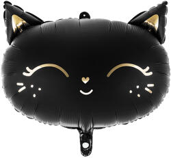 PartyDeco Balon din folie negru auriu pisică 48x36cm