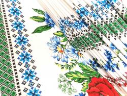 Cri Design Fata de masa din bumbac 100% cu 12servetele-imprimeu albastrele, 2, 5 x 1, 5 m, model Flori de camp (MP_250_12_A) Fata de masa