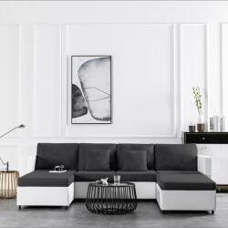 vidaXL Canapea extensibilă cu 4 locuri, alb, piele ecologică (287215) Canapea
