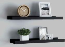 vidaXL Rafturi rame foto cu bordură, 2 buc. , negru, 60 x 9 x 3 cm, MDF (323932) Raft