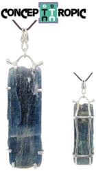  Pandantiv Cristal Natural Kyanit Albastru cu Argint 925 - 71x20x11 mm