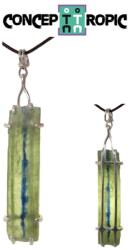  Pandantiv Cristal Natural Kyanit Bicolor Verde si Albastru cu Argint 925 - 55x11x6 mm