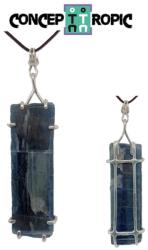  Pandantiv Cristal Natural Kyanit Albastru cu Argint 925 - 44-48 x 25-26 x 6-7 mm