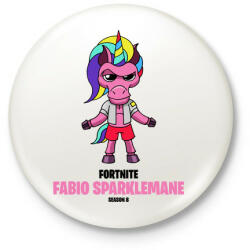 printfashion Fabio Sparklemane - Fortnite Season 8 - Kitűző, hűtőmágnes - Fehér (5579436)