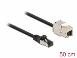 Delock Cablu prelungitor retea RJ45 S/FTP Cat. 6A 0.5m Negru, Delock 87025 (87025)