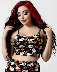 KILLSTAR Női tank top (pizsama) KILLSTAR - Haunted Pumpkin Cropped Cam - Fekete - KSRA004604