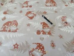 Barna manós - páfrányos karácsonyi mintás pamutvászon 160 cm széles