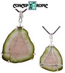  Pandantiv Turmalina Pepene (Watermelon) Neregulata 14-15 x 6-7 x 2 mm Argint 925 pentru echilibru emotional 1 Buc